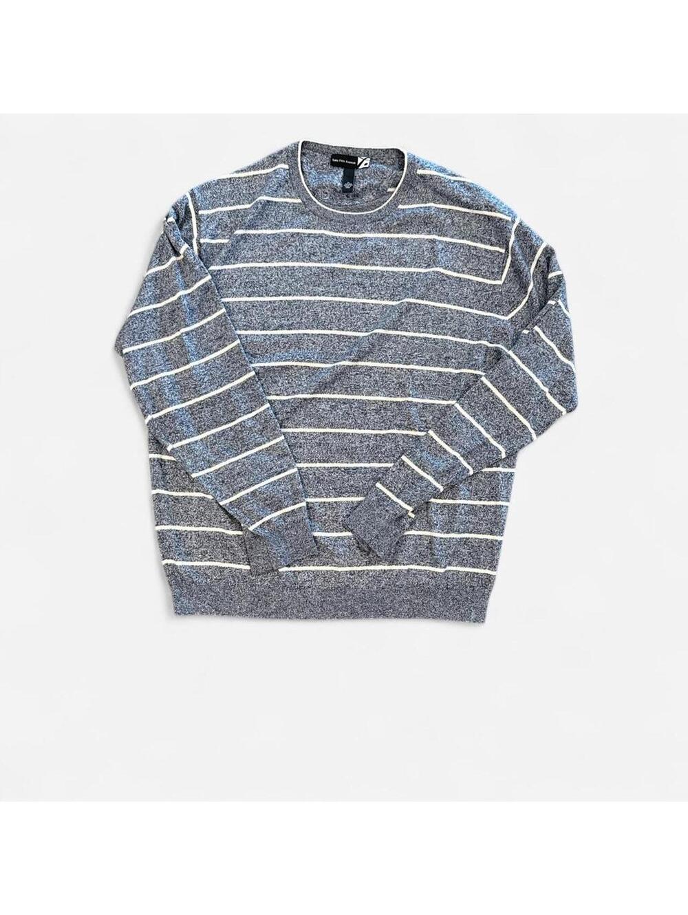Saks Fifth Avenue Men's Blue and White Sweatshirt